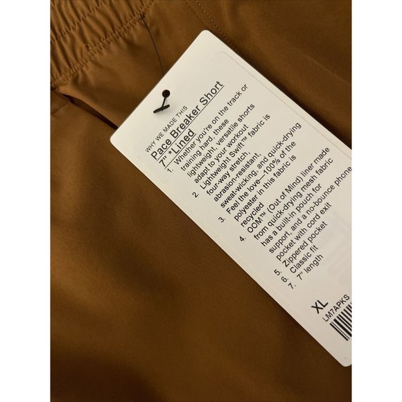 New Lululemon Men's Size XL Pace Breaker Shorts 7" Lined Copper Brown XL - Picture 2 of 12